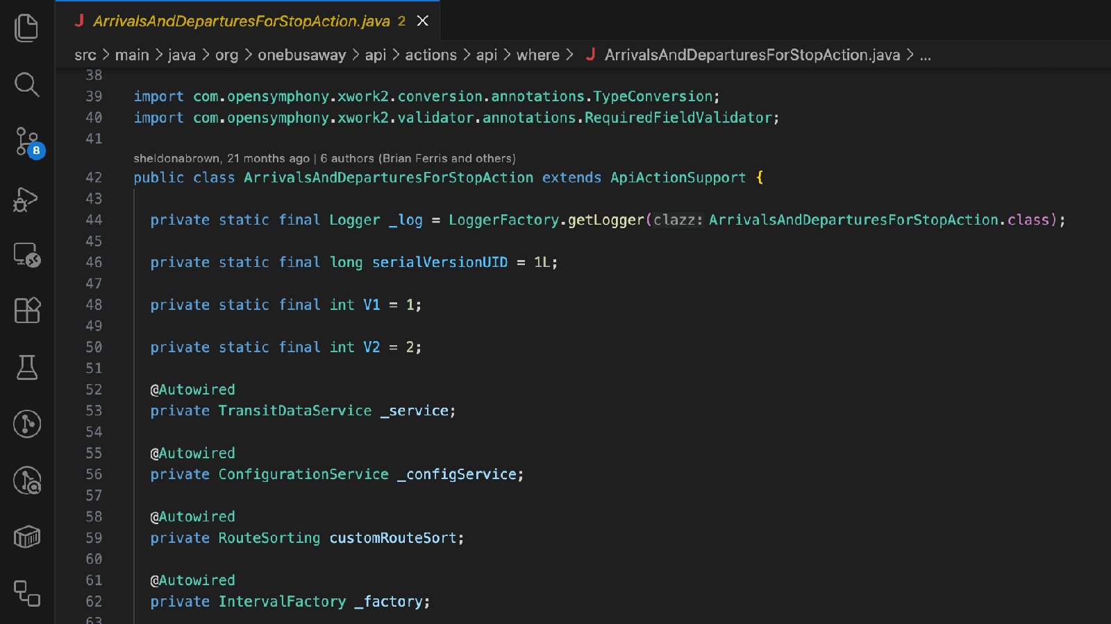 OneBusAway Application Modules screenshot